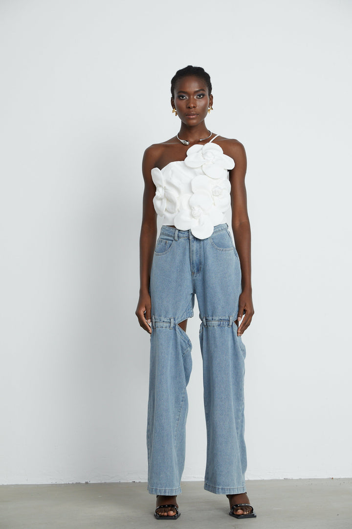 Levoire | Application Florale Top À Dos Nu