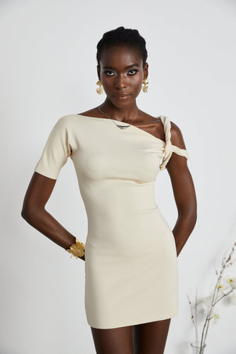 Levoire | Neutrals Twist-Shoulder Mini Robe