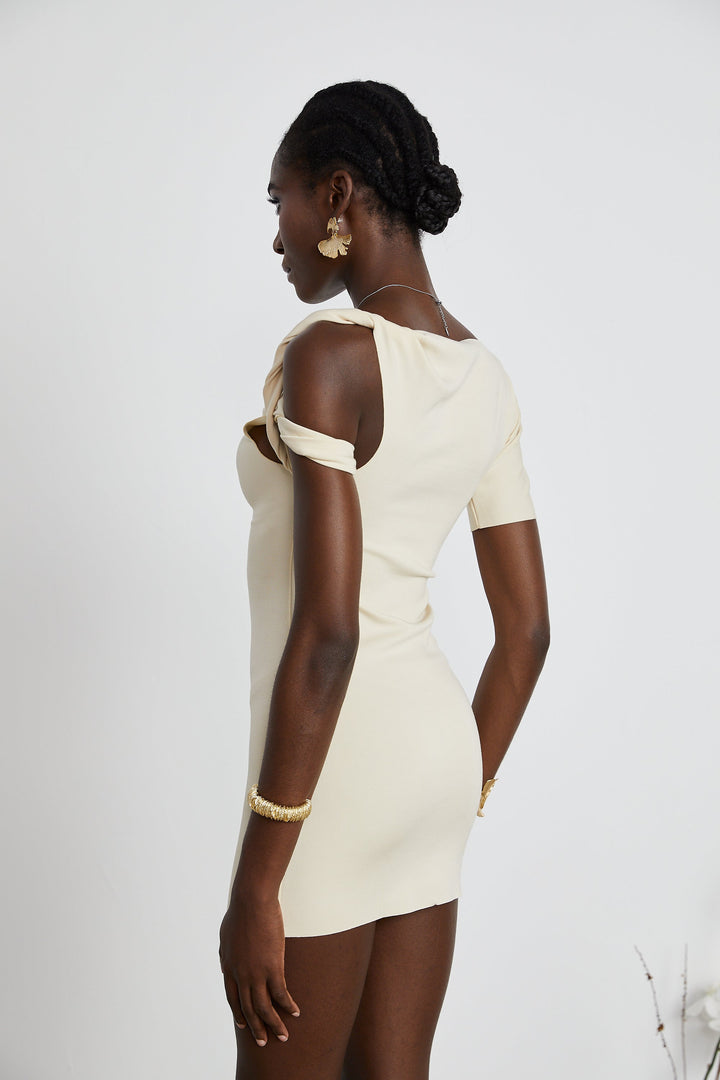 Levoire | Neutrals Twist-Shoulder Mini Robe