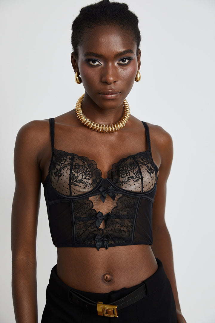 Levoire | Détail En Dentelle Top En Maille
