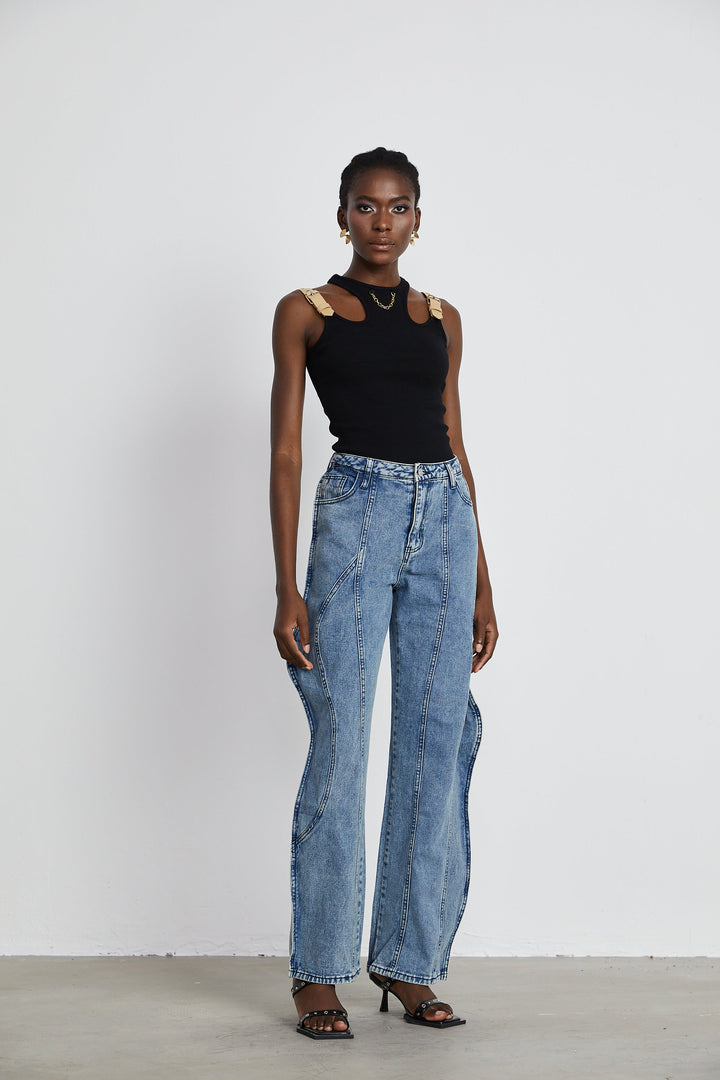 Levoire | Jeans À Jambes Larges Asymétriques