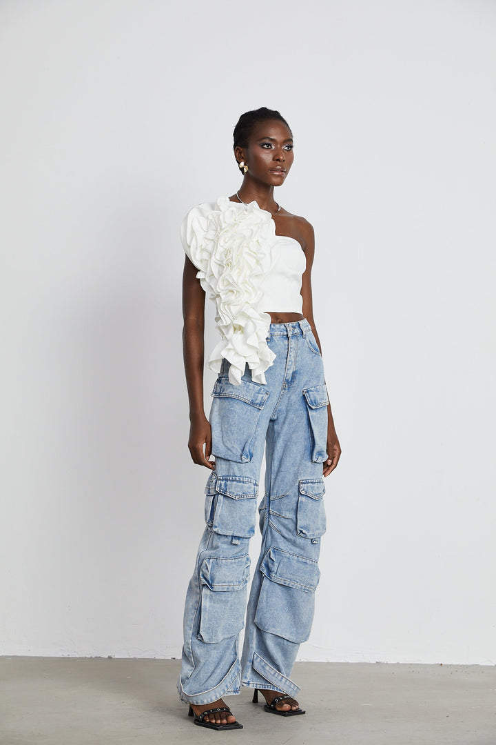 Levoire | Top Avec Application De Fleur Blanche