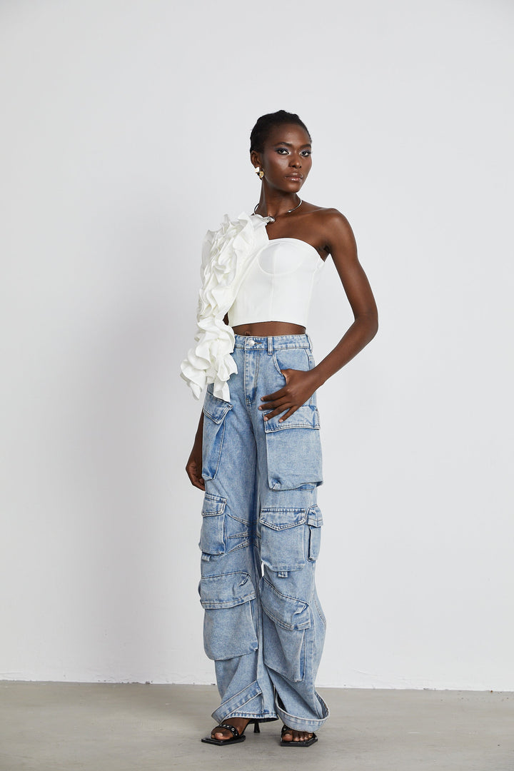Levoire | Top Blanc Avec Appliqué Floral