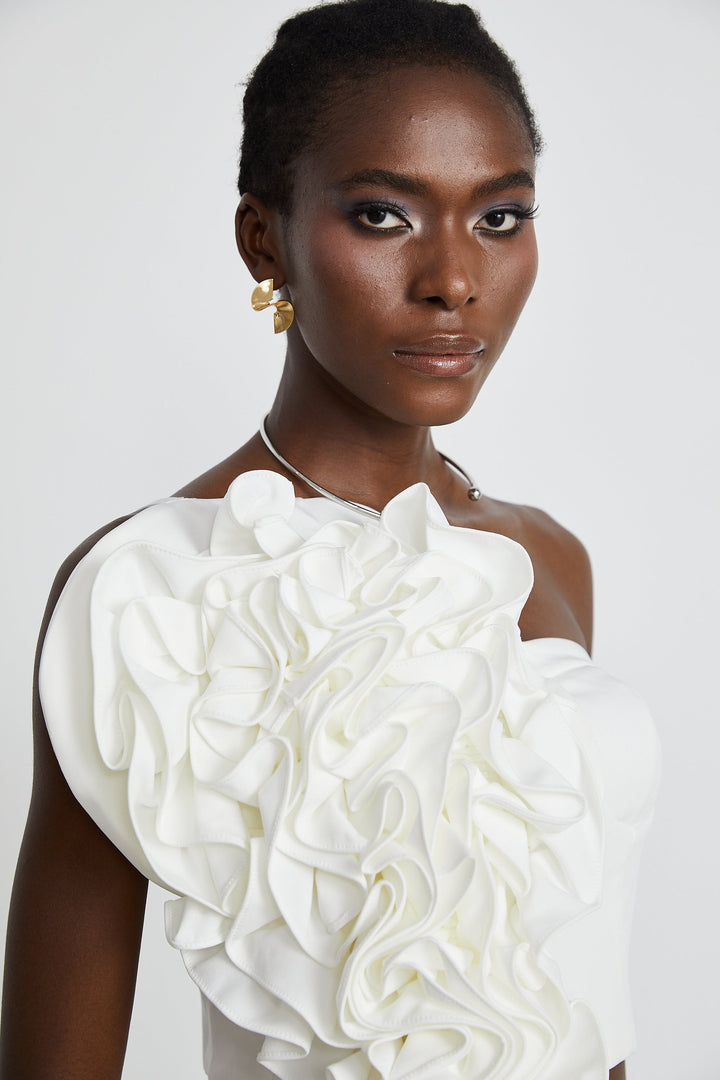 Levoire | Top Blanc Avec Appliqué Floral