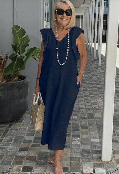 Levoire | Robe décontractée en coton et lin Bleu marine