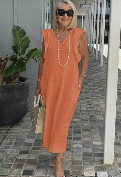 Levoire | Robe décontractée en coton et lin Orange