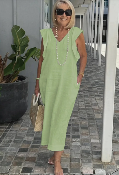 Levoire | Robe décontractée en coton et lin Vert