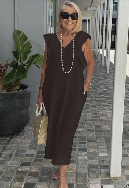 Levoire | Robe décontractée en coton et lin Noir