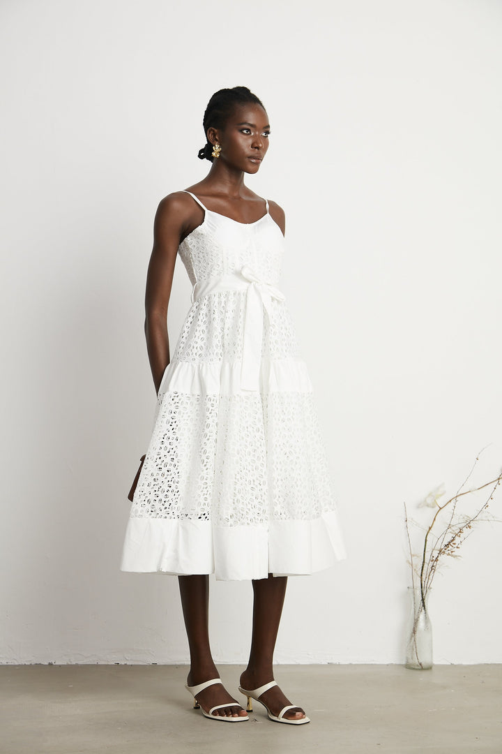 Levoire | Ceinture Cut Out Coton Midi Robe