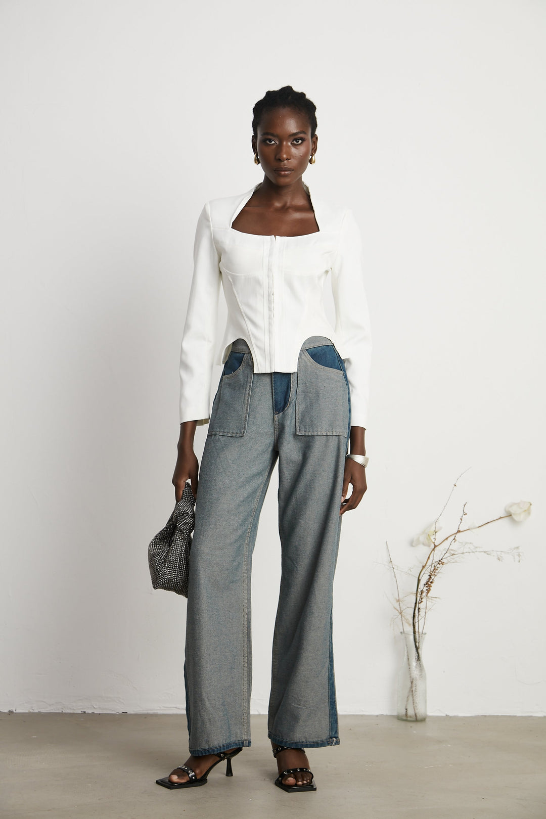 Levoire | Haut Corset À Manches Longues Blanches
