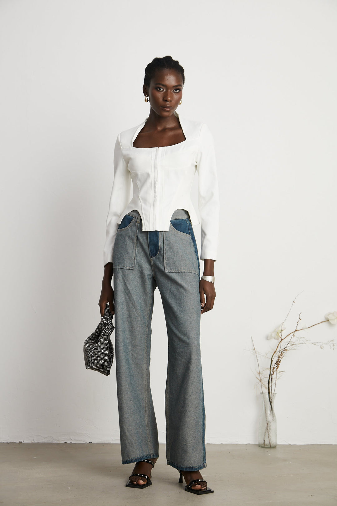 Levoire | Haut Corset À Manches Longues Blanches