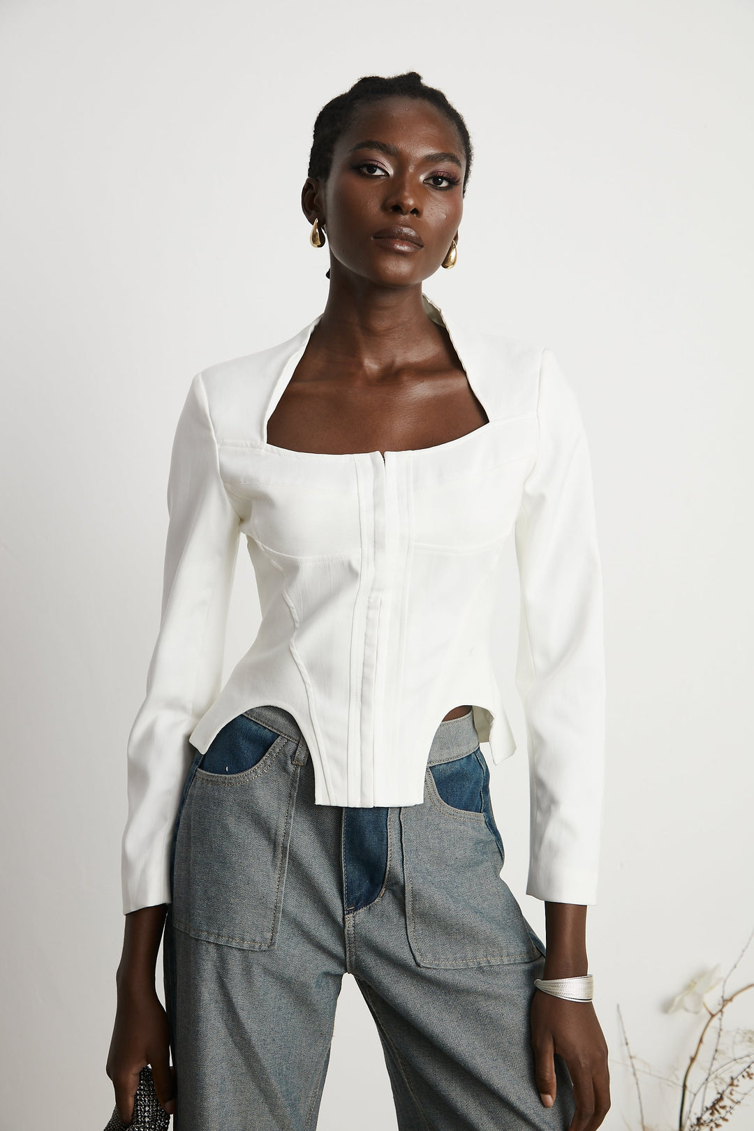 Levoire | Haut Corset À Manches Longues Blanches