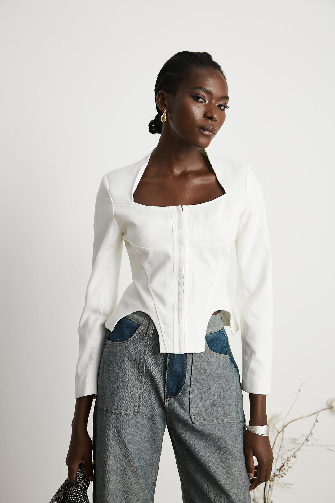 Levoire | Haut Corset À Manches Longues Blanches