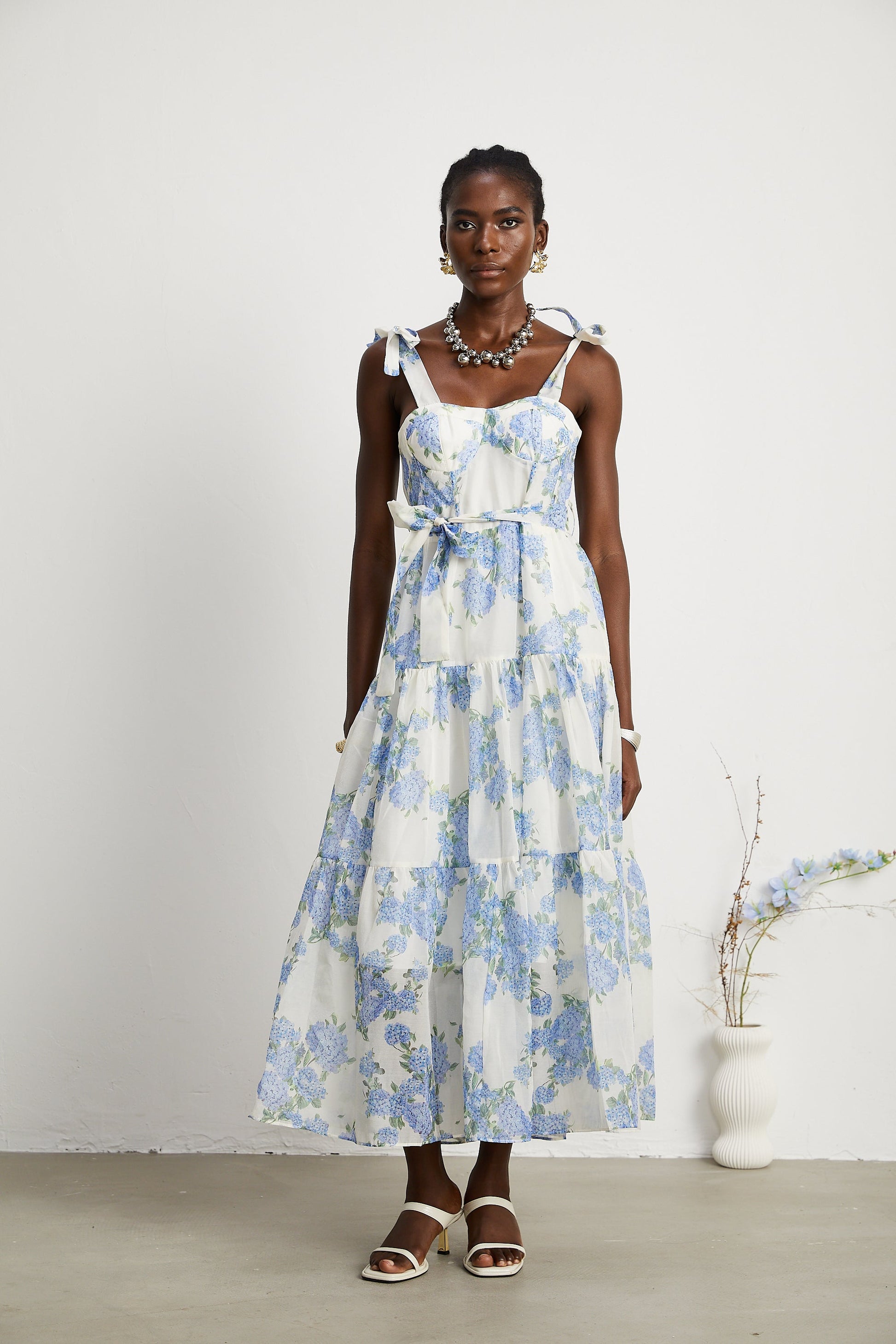 Levoire | Robe Midi Plissée À Imprimé Floral