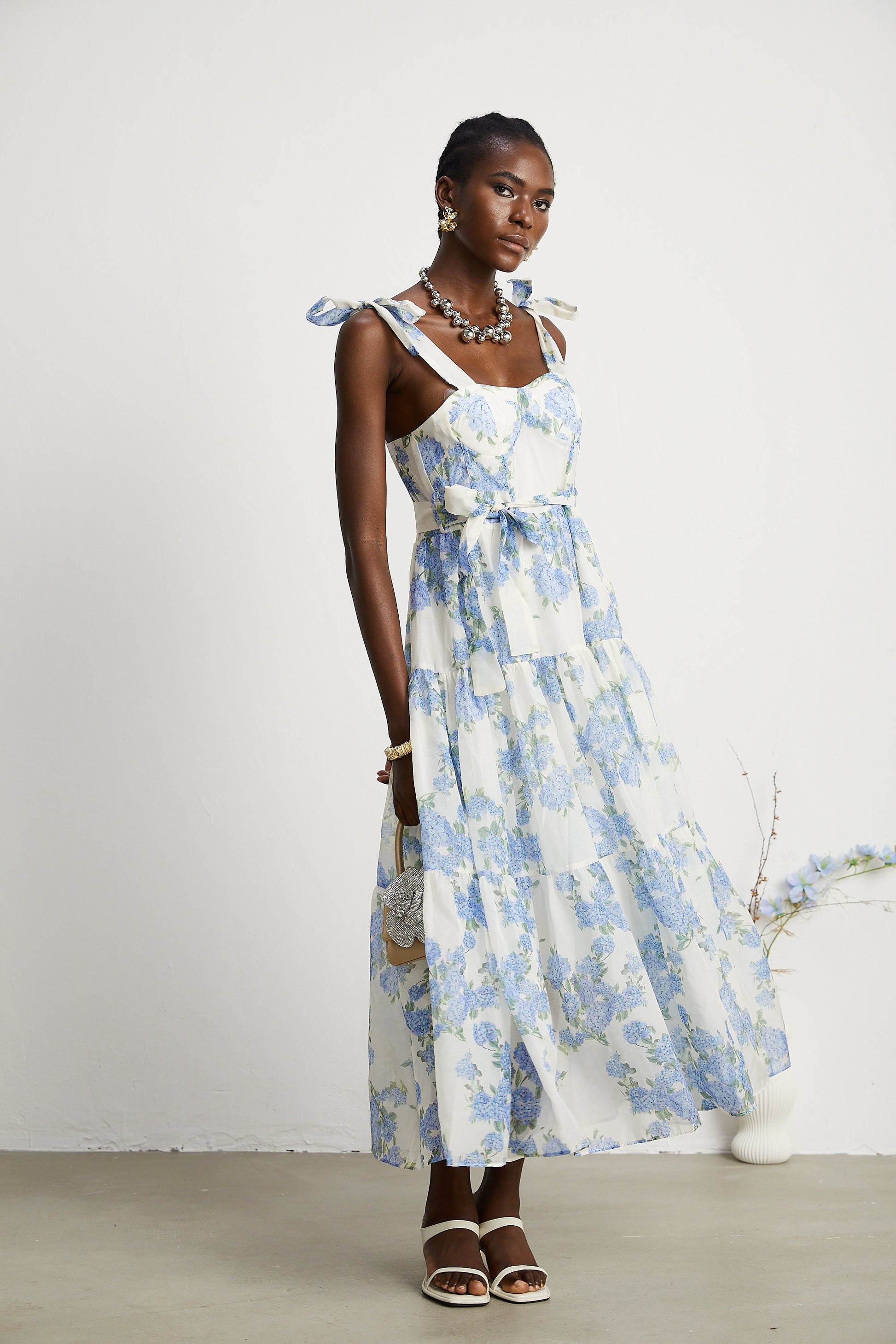 Levoire | Robe Midi Plissée À Imprimé Floral