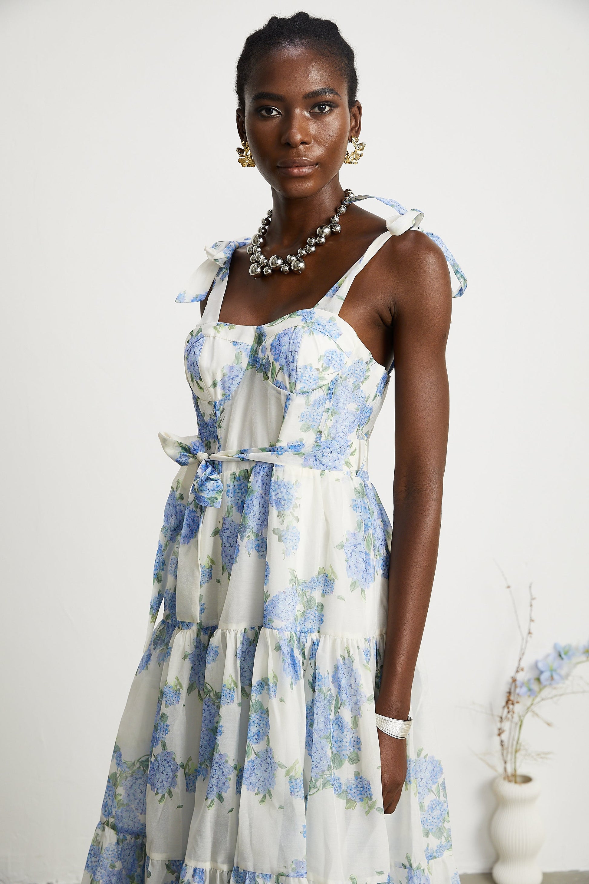 Levoire | Robe Midi Plissée À Imprimé Floral