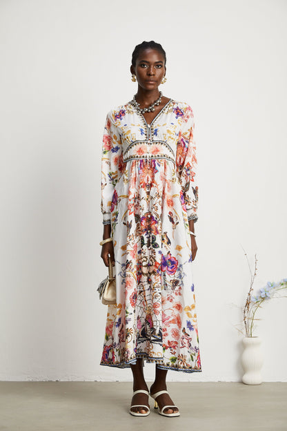 Levoire | Robe Maxi À Col En V Fleuri