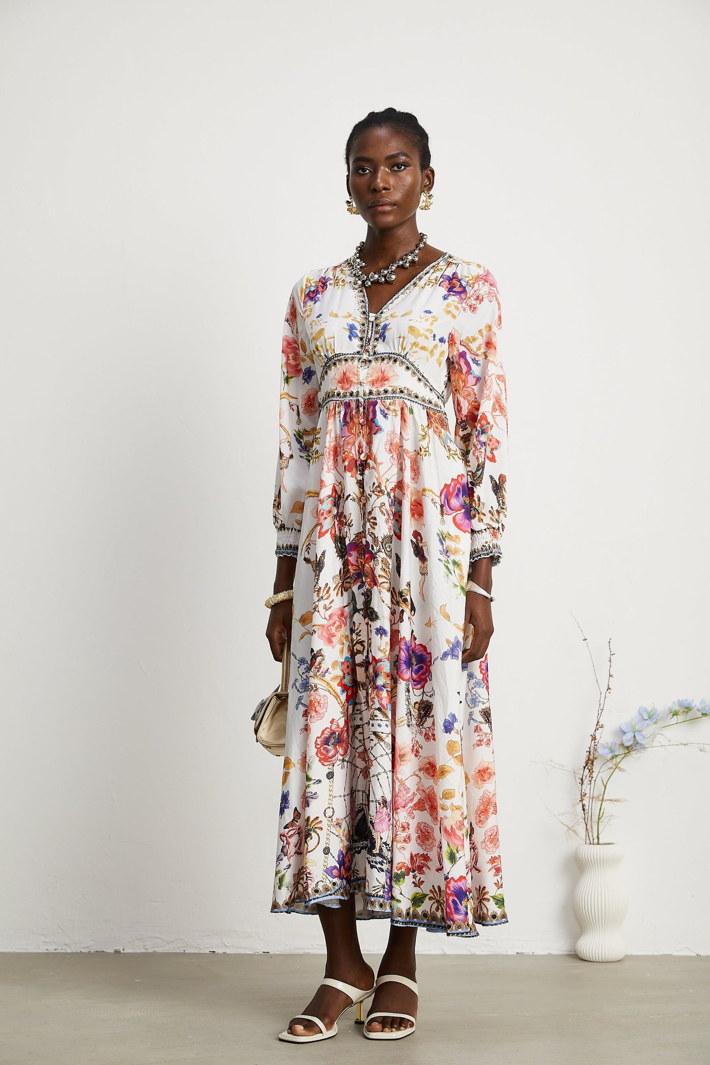 Levoire | Robe Maxi À Col En V Fleuri