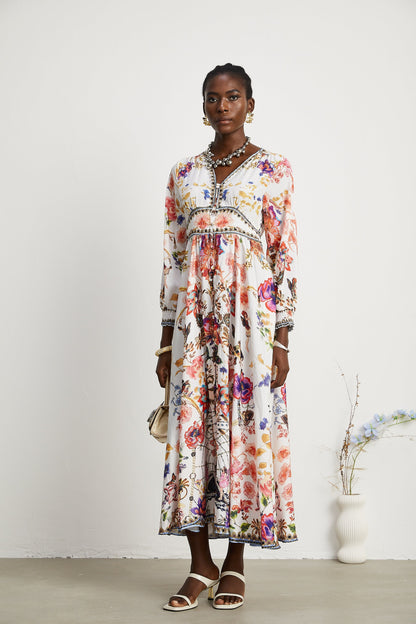 Levoire | Robe Maxi À Col En V Fleuri