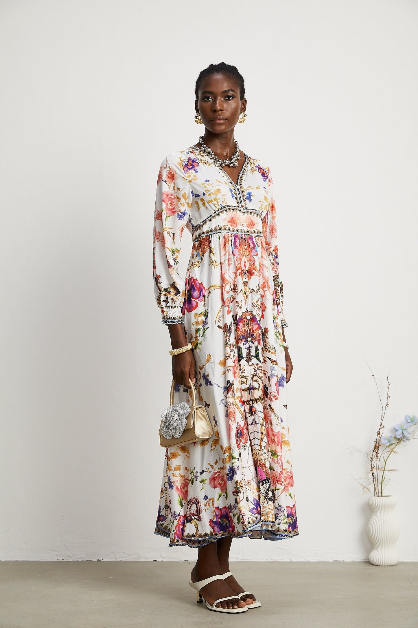 Levoire | Robe Maxi À Col En V Fleuri