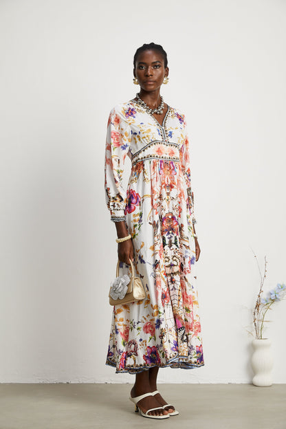 Levoire | Robe Maxi À Col En V Fleuri