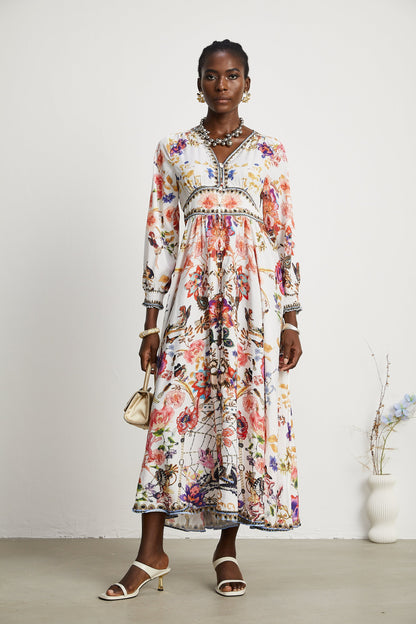 Levoire | Robe Maxi À Col En V Fleuri