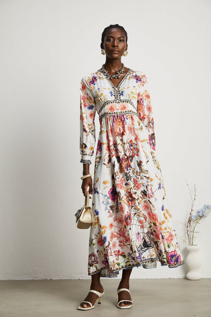Levoire | Robe Maxi À Col En V Fleuri