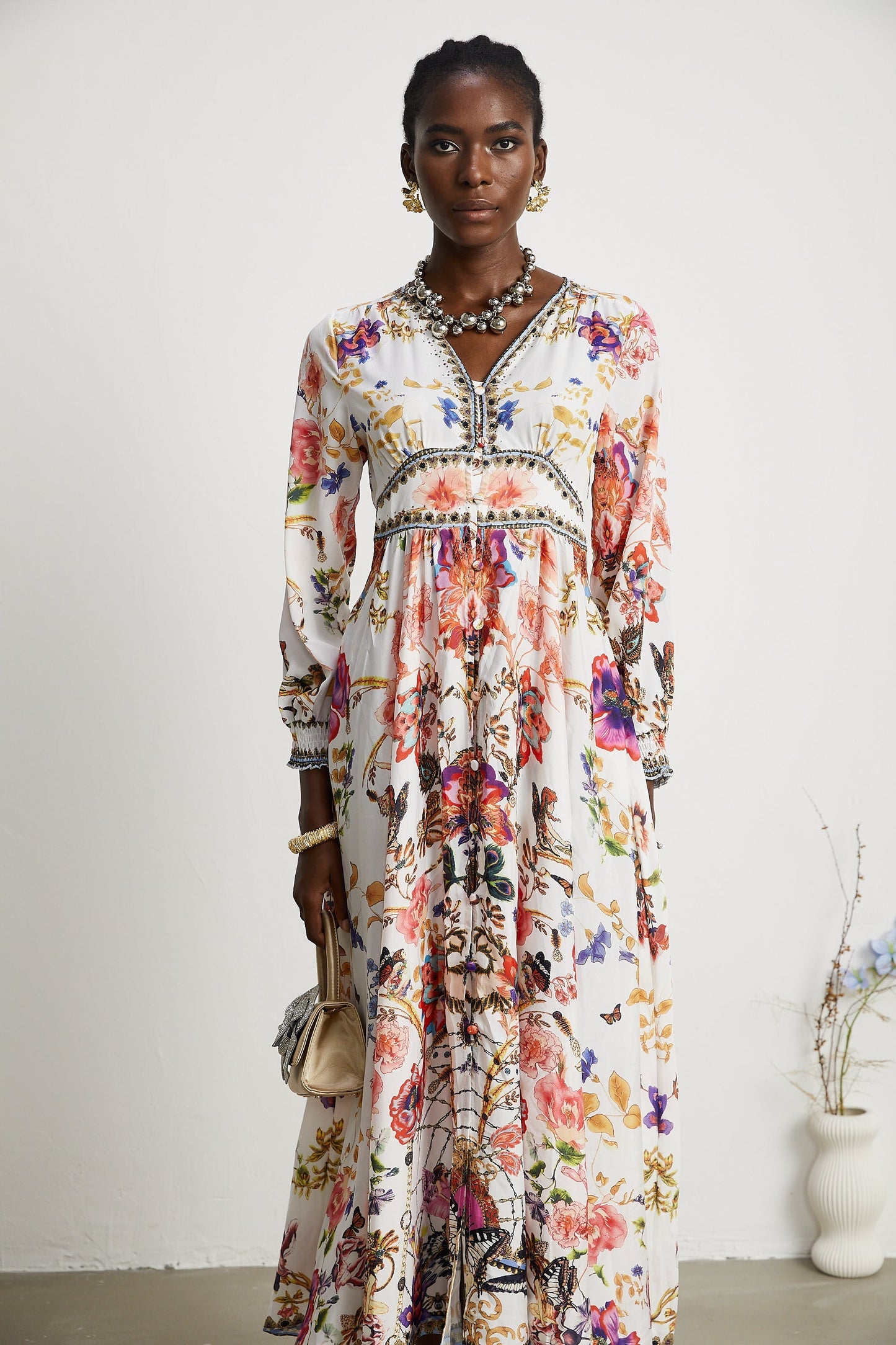 Levoire | Robe Maxi À Col En V Fleuri