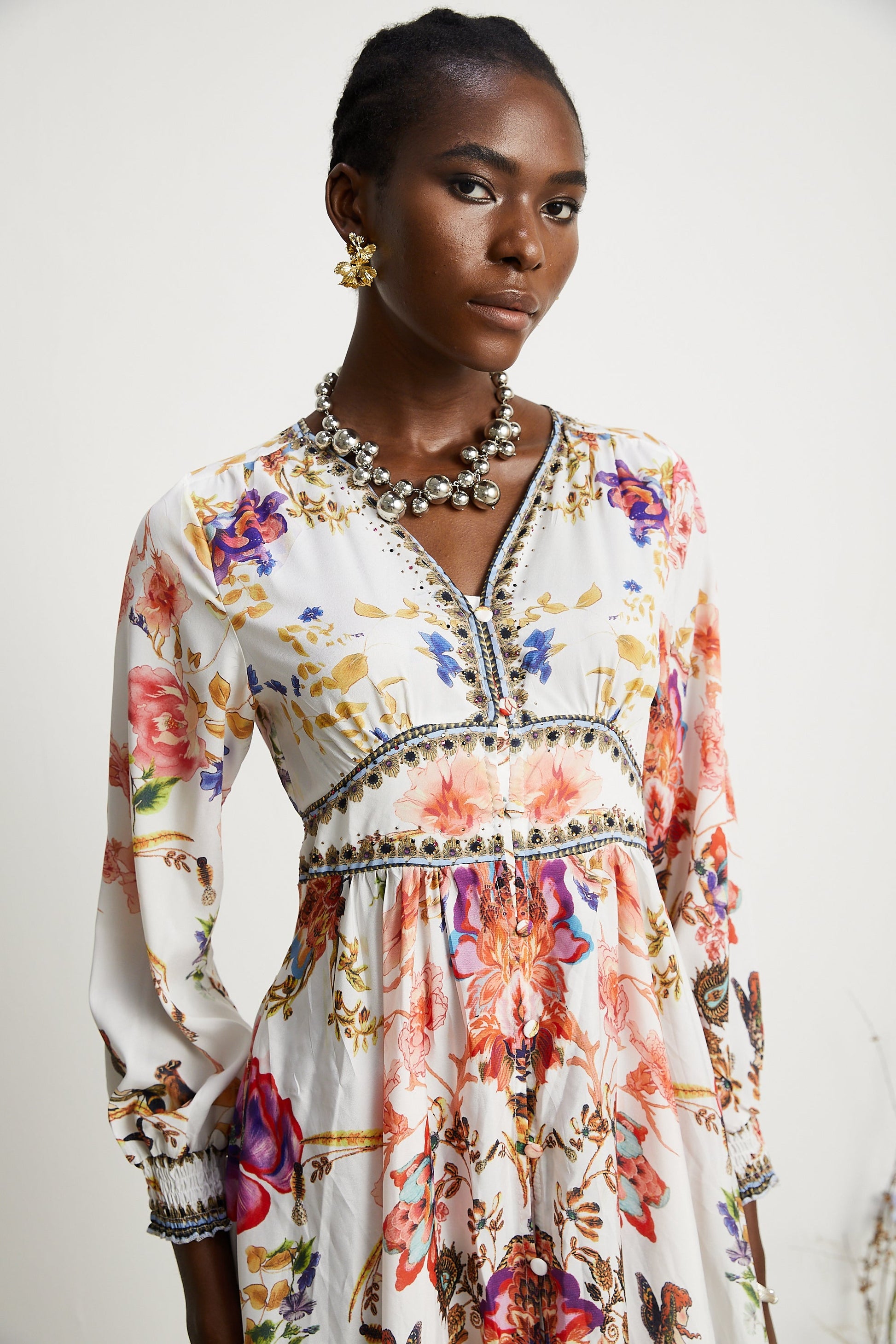 Levoire | Robe Maxi À Col En V Fleuri