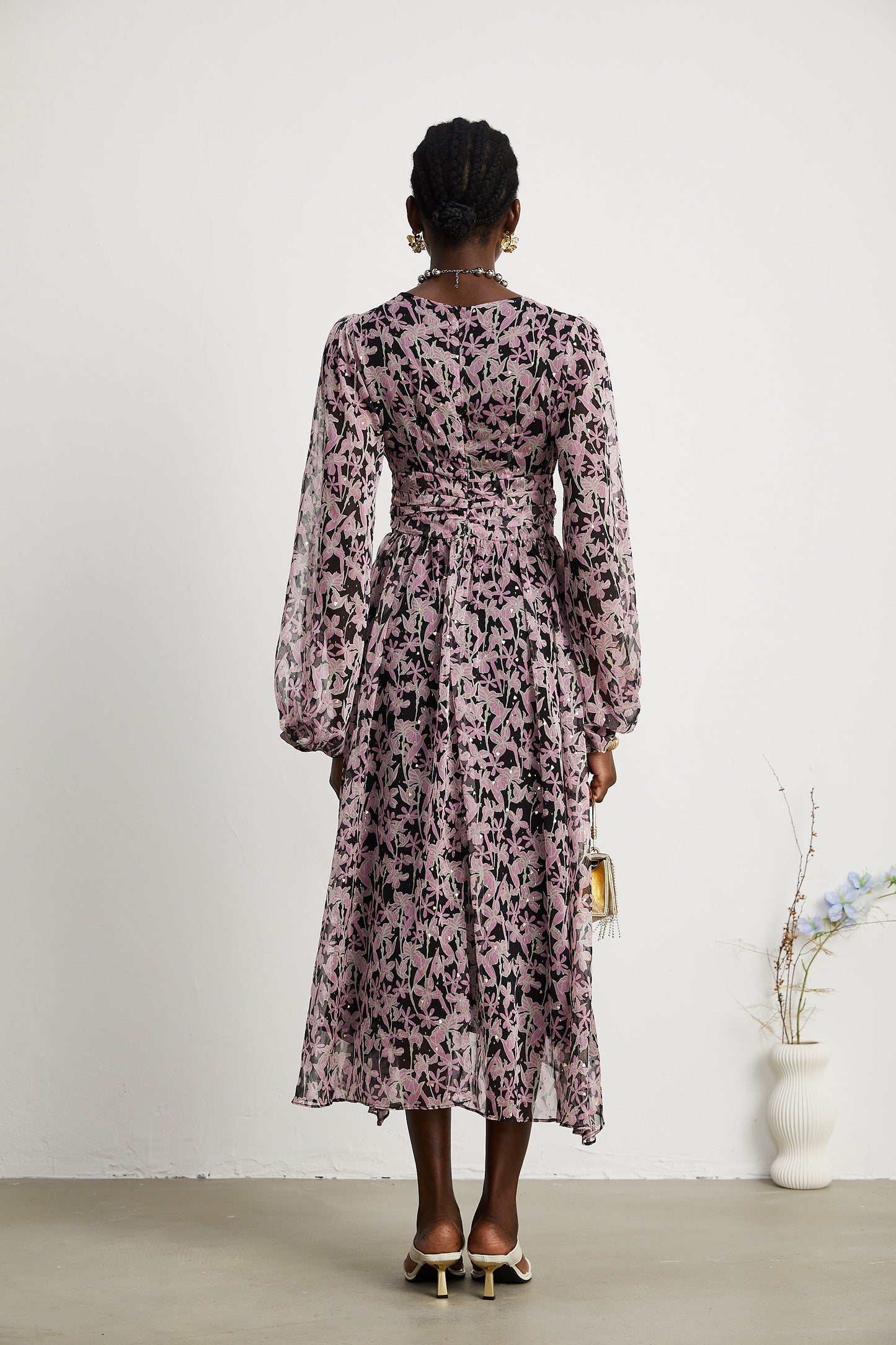 Levoire | Robe Midi Décorée À Motif Floral