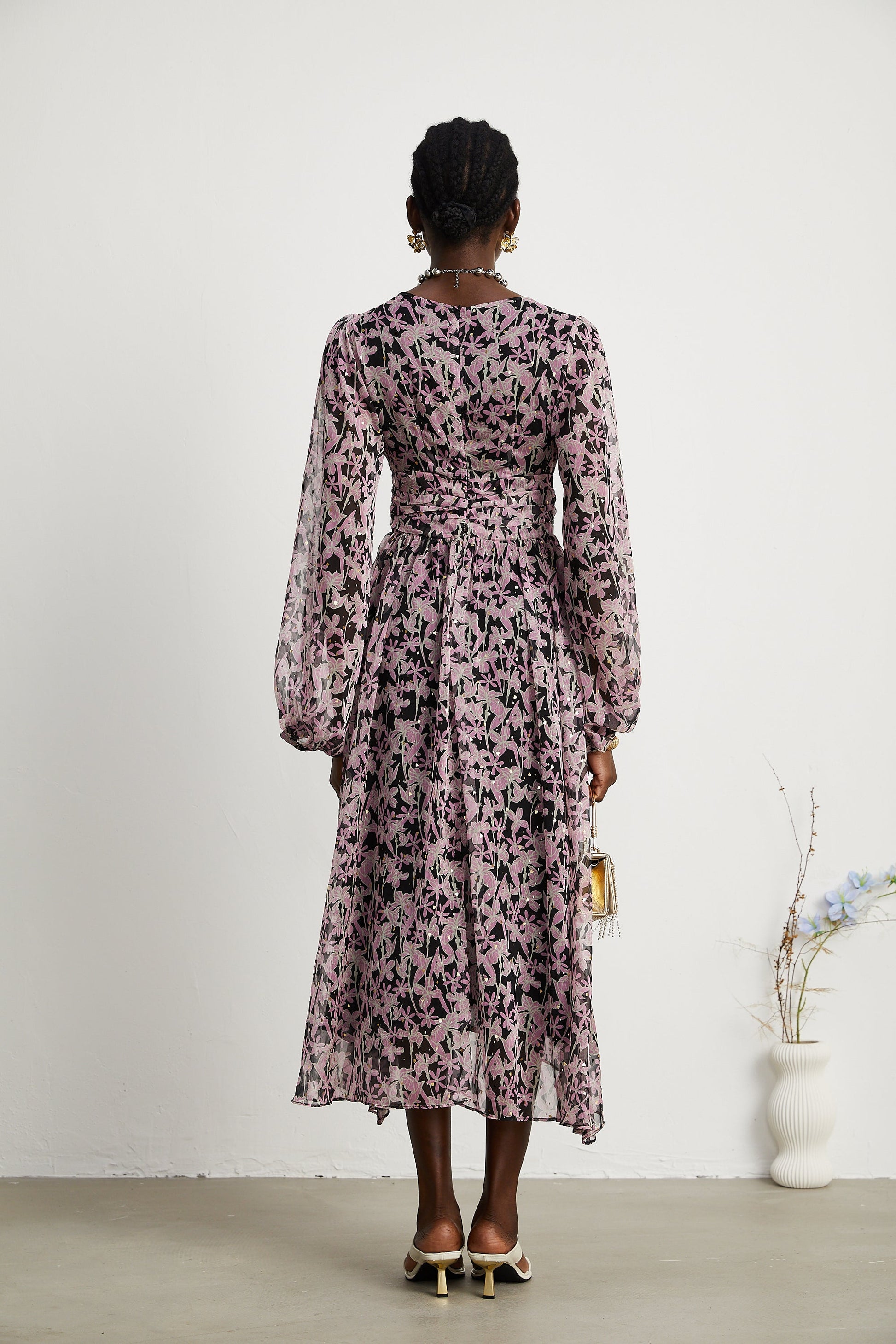 Levoire | Robe Midi Décorée À Motif Floral