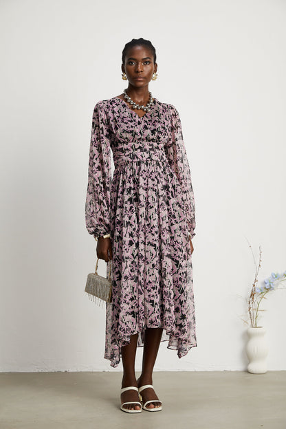 Levoire | Robe Midi Décorée À Motif Floral