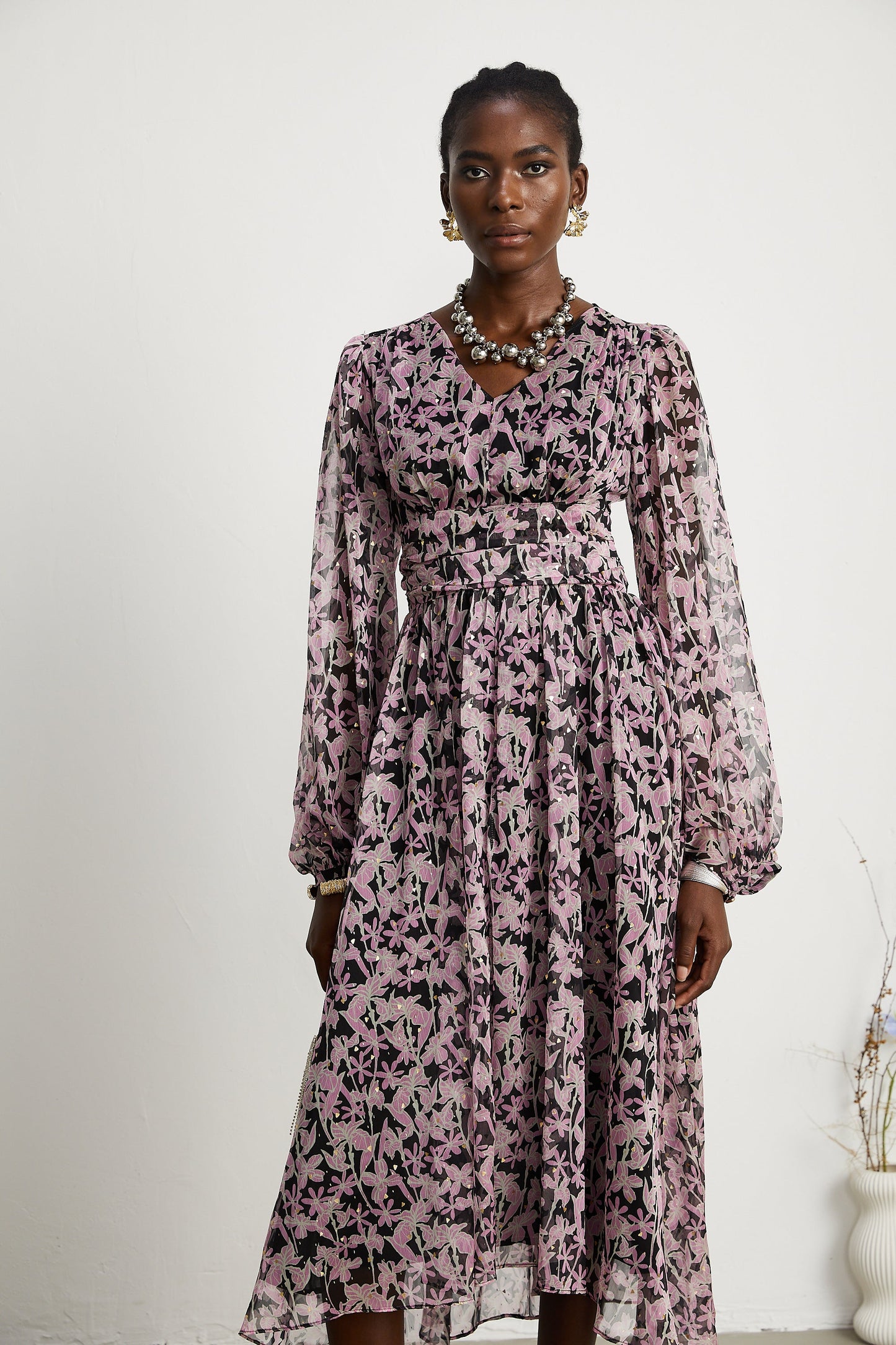 Levoire | Robe Midi Décorée À Motif Floral