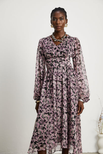 Levoire | Robe Midi Décorée À Motif Floral