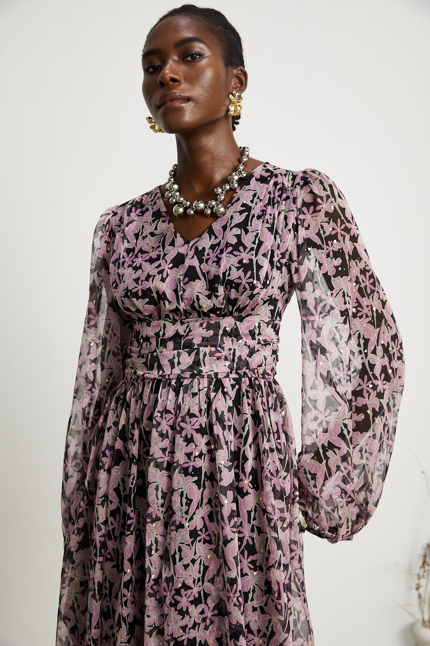 Levoire | Robe Midi Décorée À Motif Floral