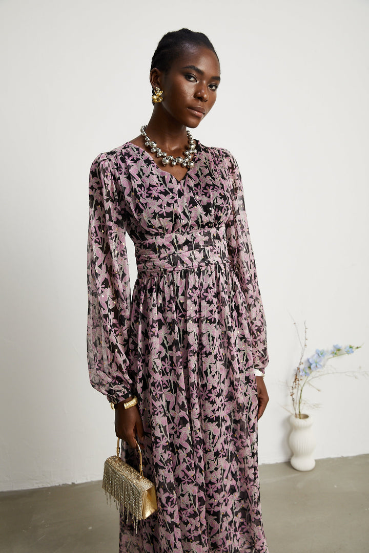 Levoire | Robe Midi Décorée À Motif Floral