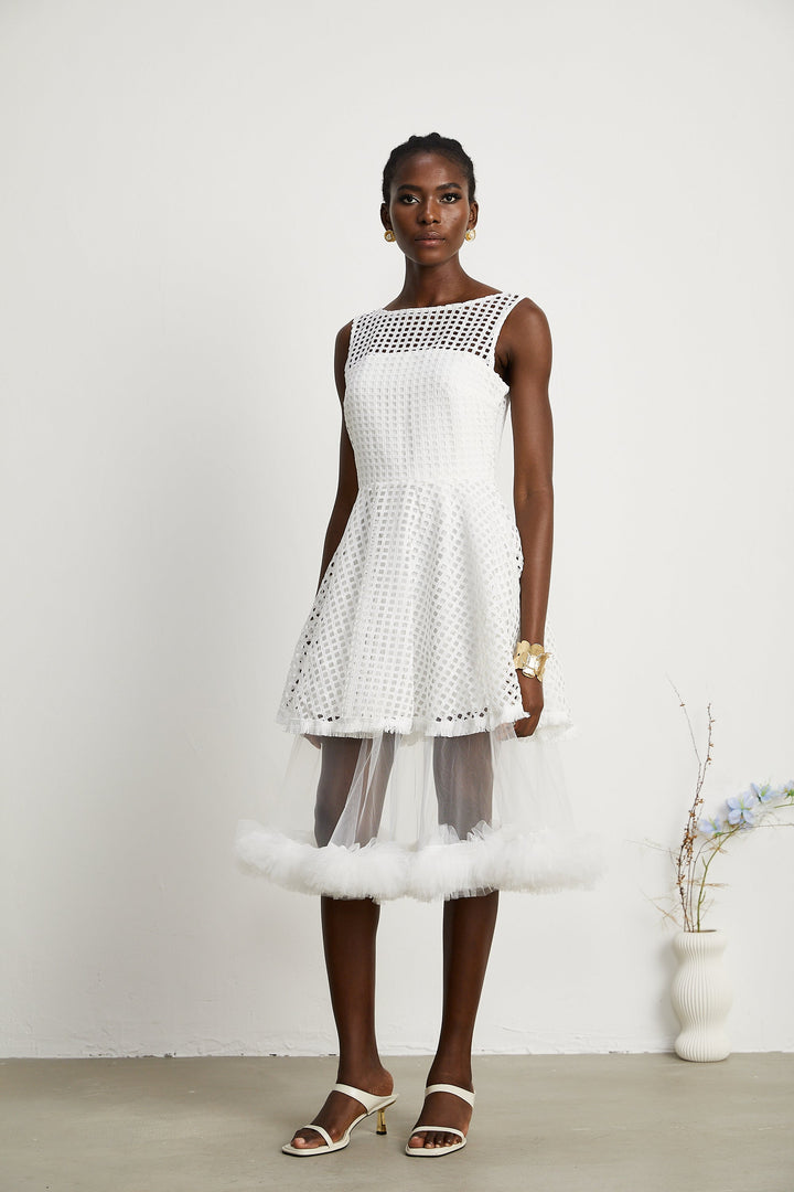 Levoire | Robe Midi À Volants En Dentelle