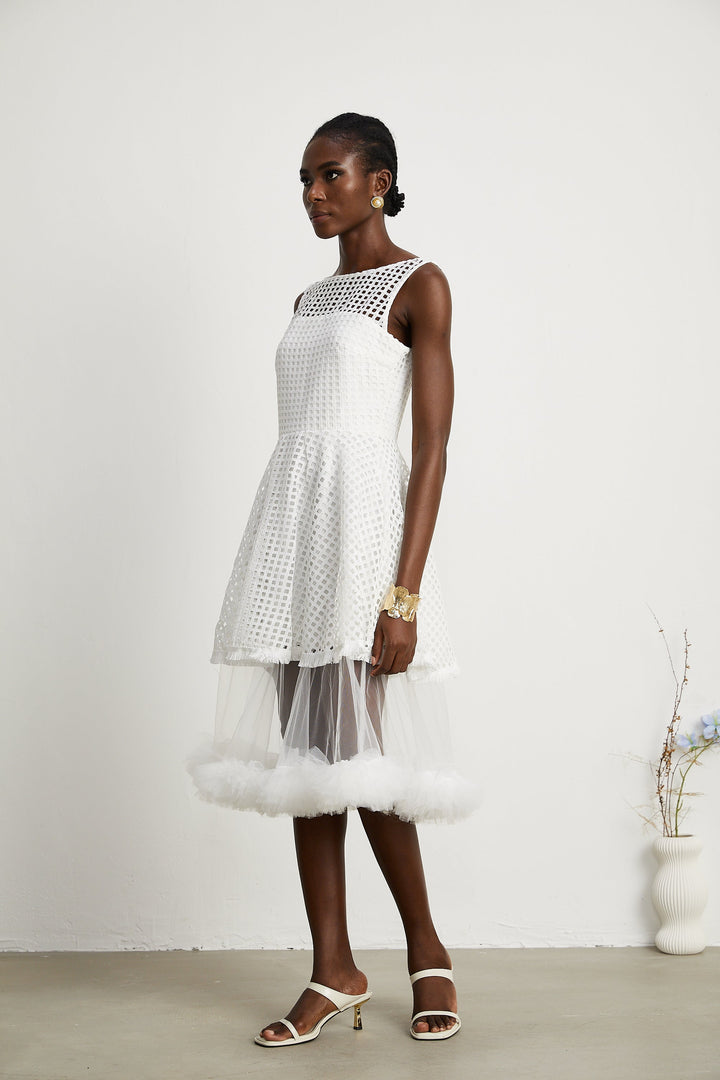 Levoire | Robe Midi À Volants En Dentelle