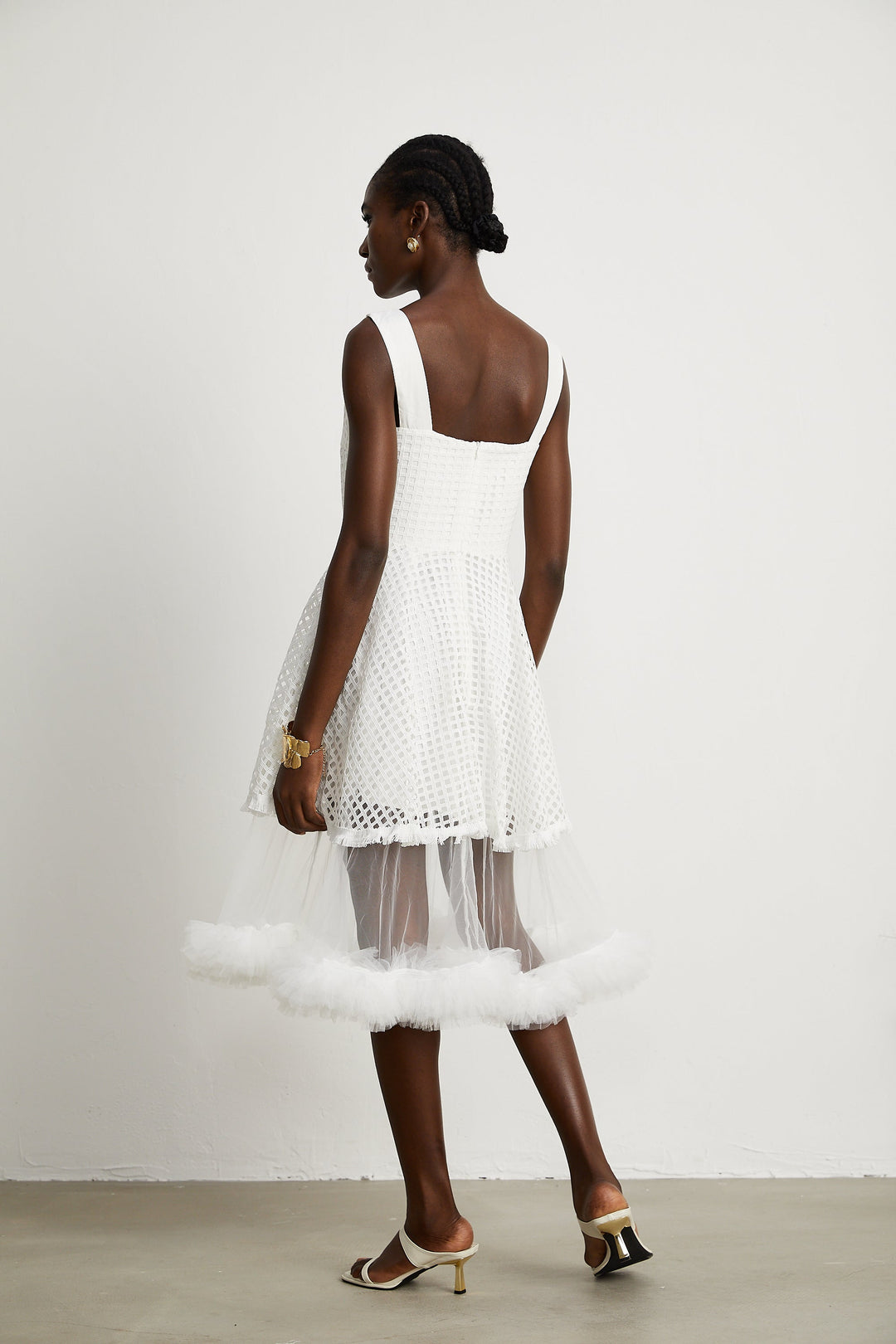 Levoire | Robe Midi À Volants En Dentelle