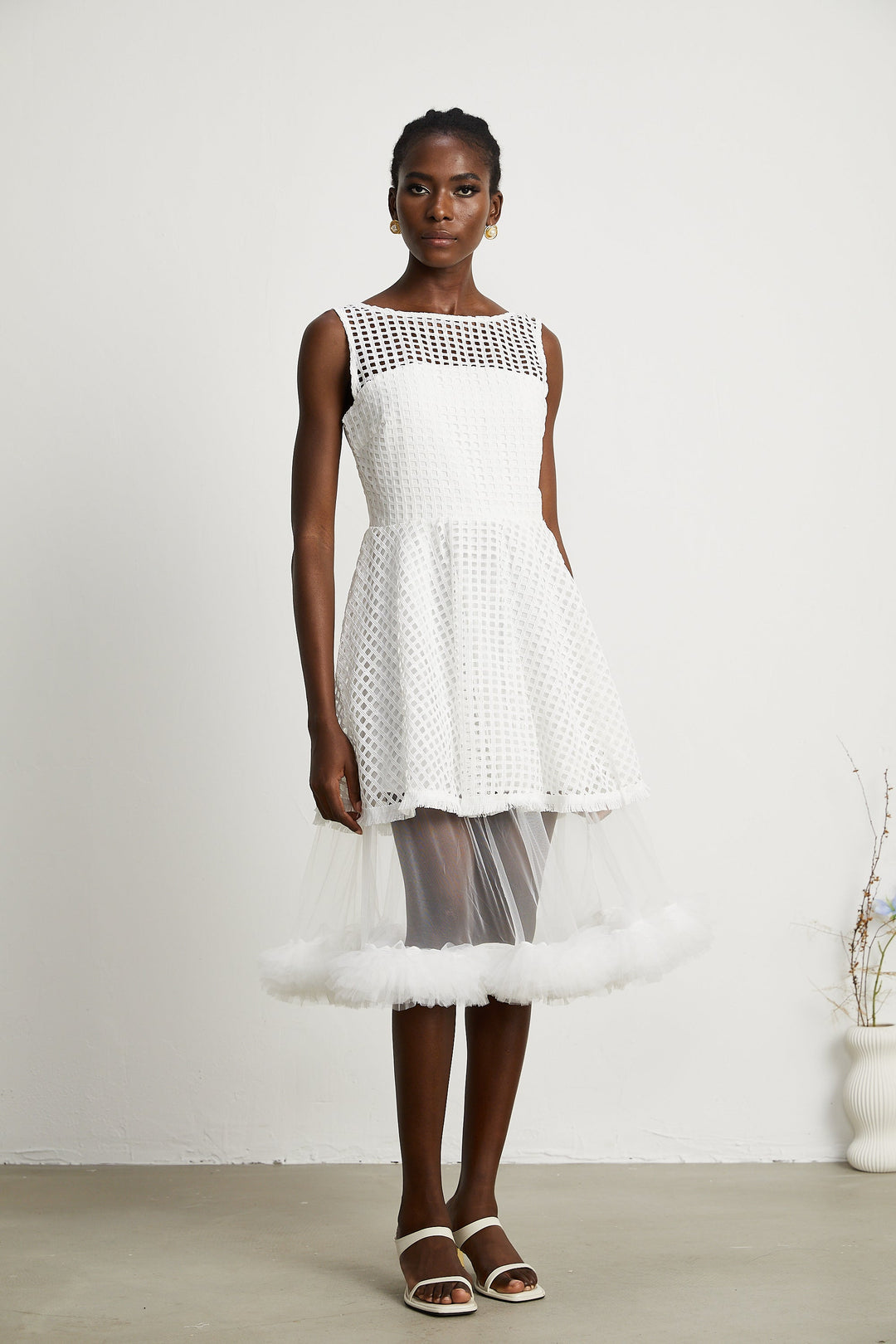 Levoire | Robe Midi À Volants En Dentelle
