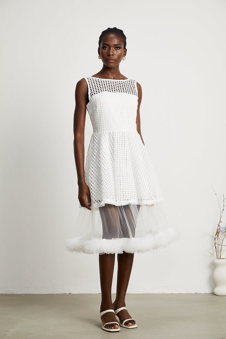 Levoire | Robe Midi À Volants En Dentelle