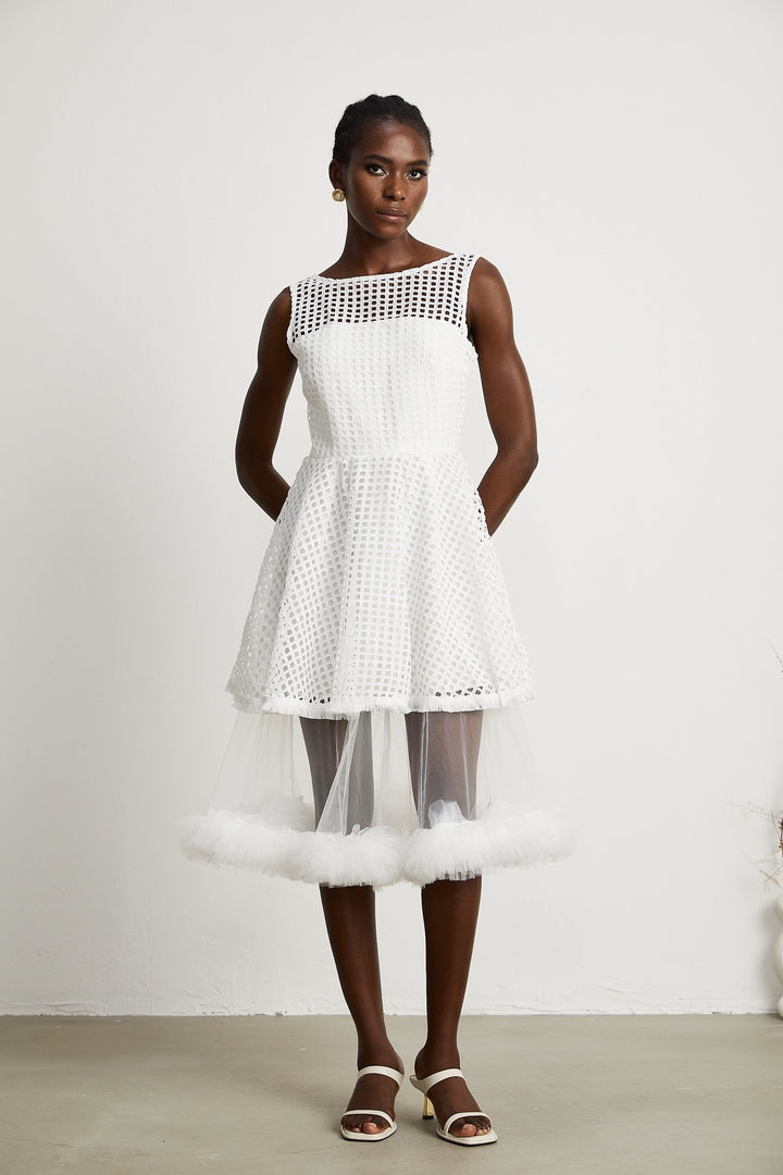 Levoire | Robe Midi À Volants En Dentelle