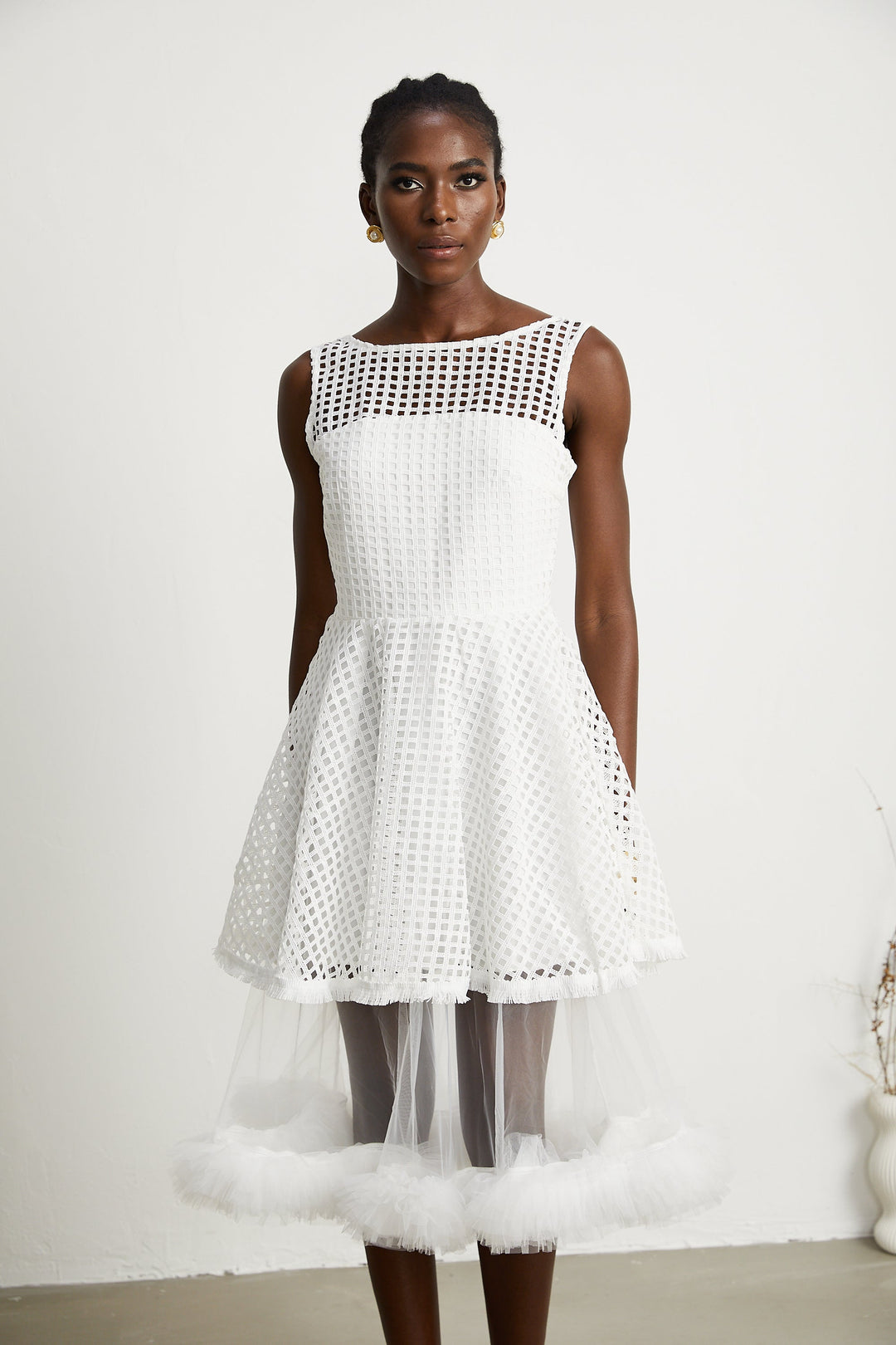 Levoire | Robe Midi À Volants En Dentelle