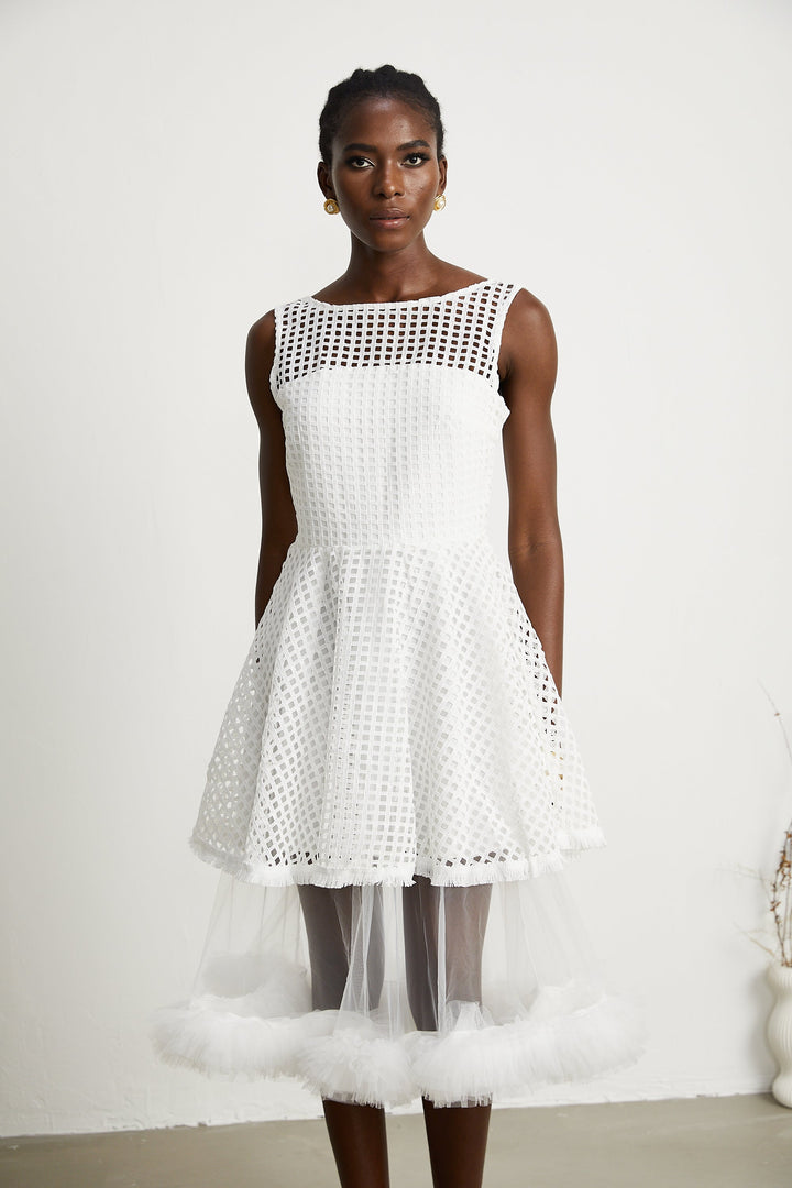 Levoire | Robe Midi À Volants En Dentelle