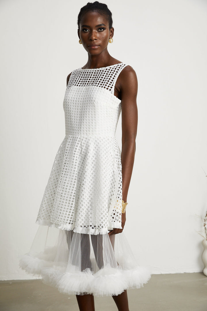 Levoire | Robe Midi À Volants En Dentelle