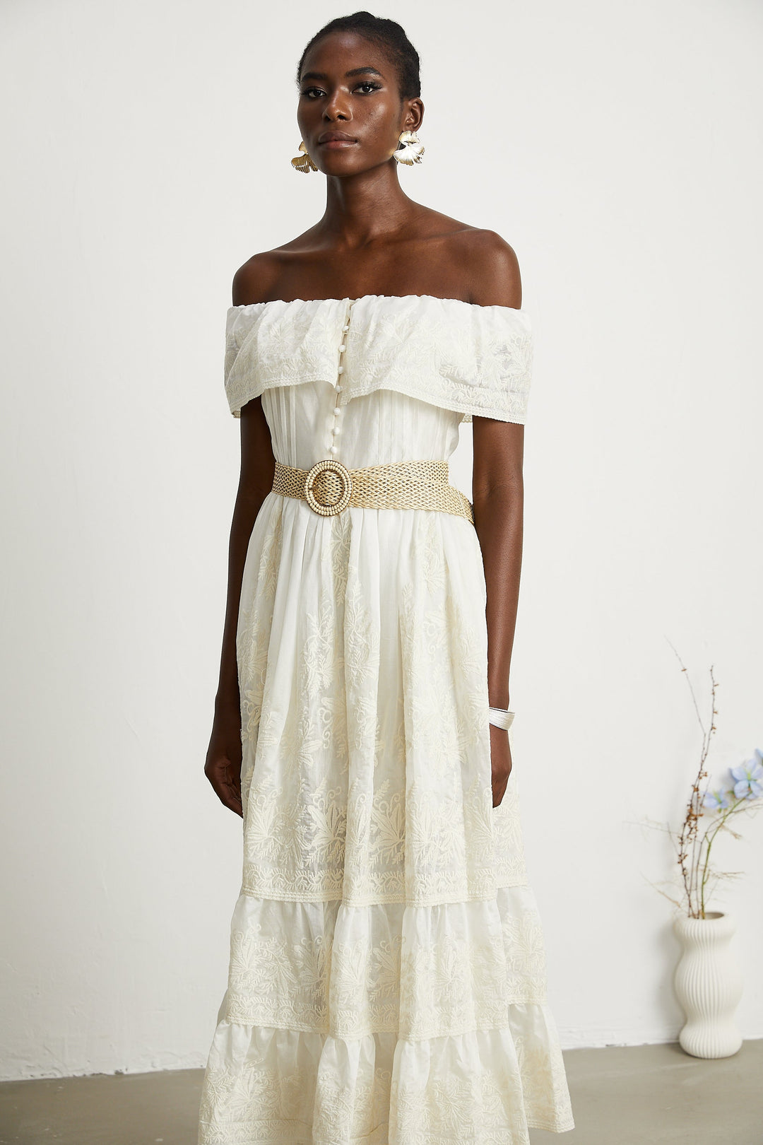 Levoire | Dentelle Tulle Midi Robe