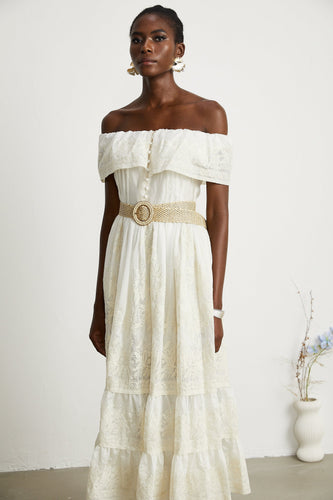 Levoire | Dentelle Tulle Midi Robe