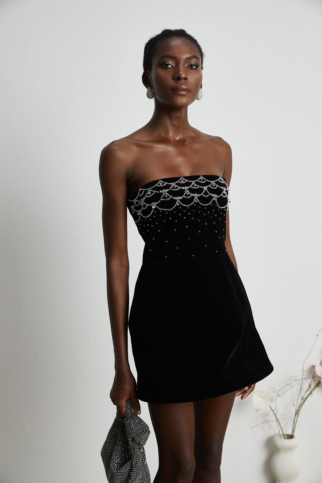 Levoire | Robe Mini En Velours Ornée De Cristaux