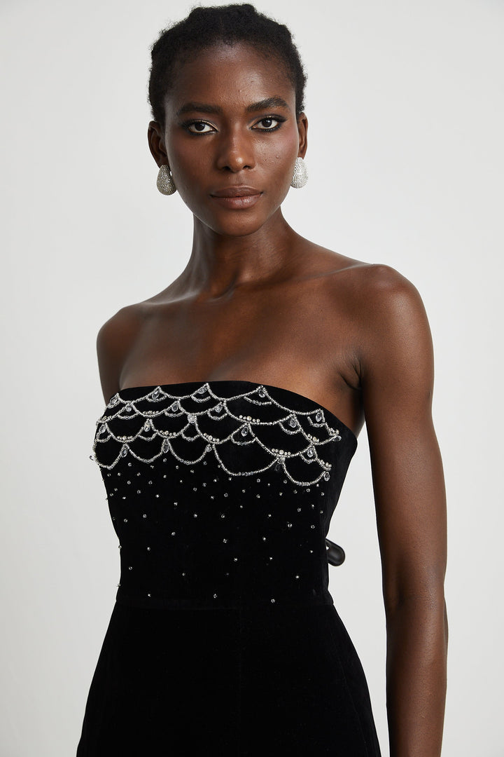 Levoire | Robe Mini En Velours Ornée De Cristaux