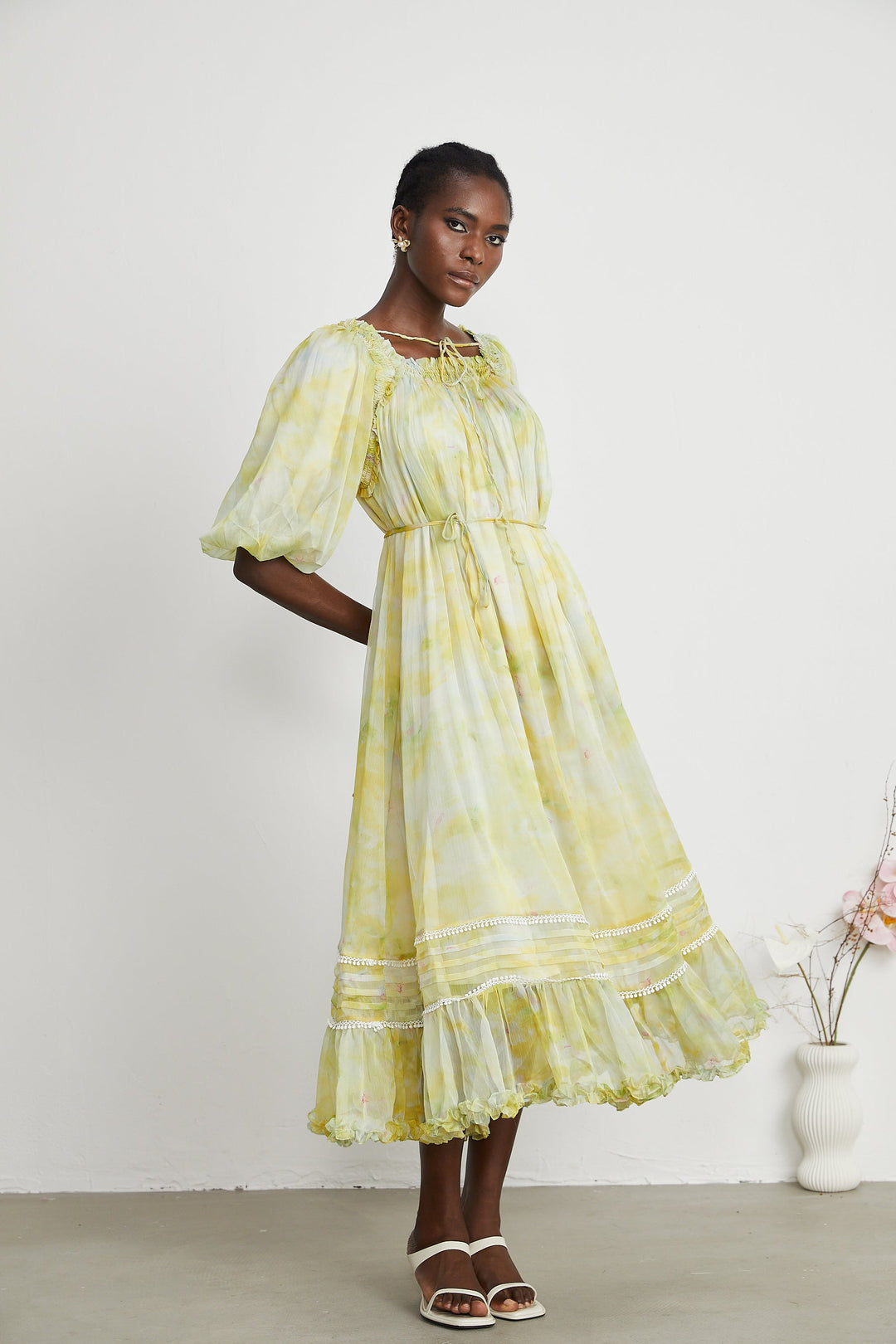 Levoire | Robe Midi À Détails Volants
